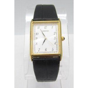 Vtg Seiko Tank Style Quartz WR Analog 24mm Watch (H740) "New Battery"